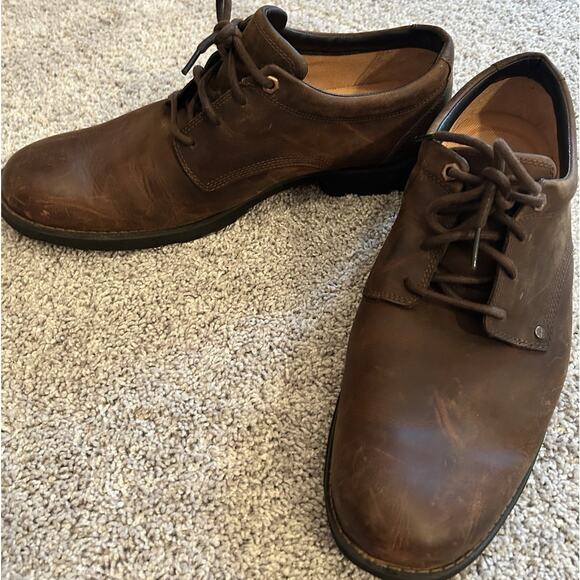 Timberland Brown Leather Casual Dress‎ Shoes Lace Up Oxfords Comfort - Picture 5 of 12